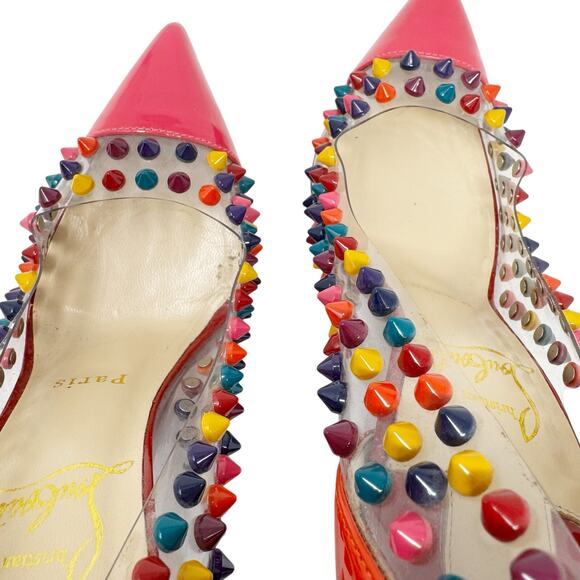 Christian Louboutin So Kate PVC Spiked Pumps EU 36 Multicolor Studded Heels - Picture 8 of 8